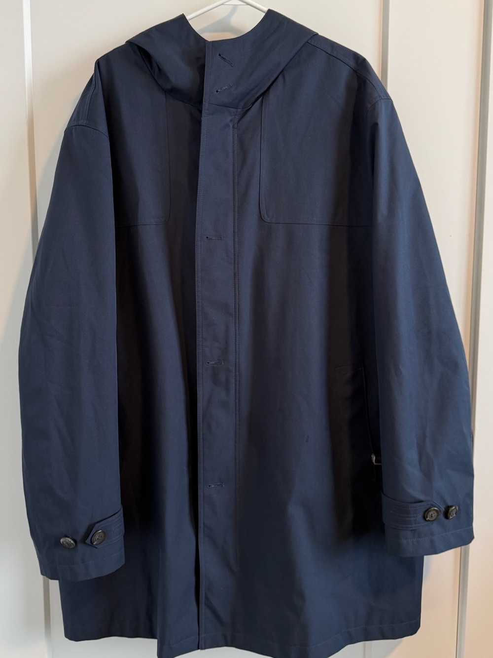 London Fog Navy Hooded Trench Coat